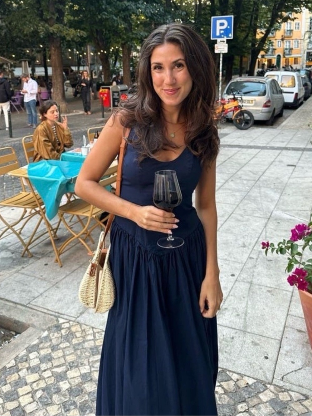 STAUD Dena Navy Midi Dress 6